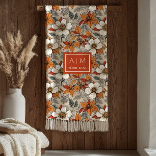 Klassieke herfstbloemen Olijfgroen Terracotta Deke Fleece Deken