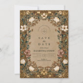 Klassieke herfstbruiloft met botanische motieven save the date (Voorkant)