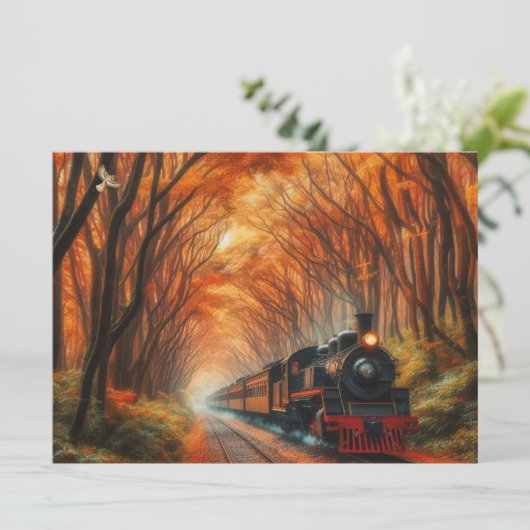 klassieke herfsttrein kaart (Staand voorkant)