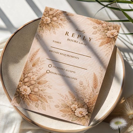 Klassieke herfsttuinbruiloft RSVP kaartje