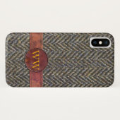 Klassieke  Herringbone Tweed Leather Monogram Case-Mate iPhone Case (Achterkant (horizontaal))