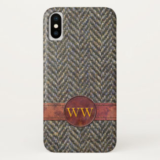 Klassieke Herringbone Tweed Leather Monogram Case-Mate iPhone Case
