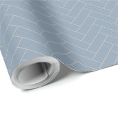 Klassieke herringbone-usty Blue Pattern Cadeaupapier (Rol Hoek)