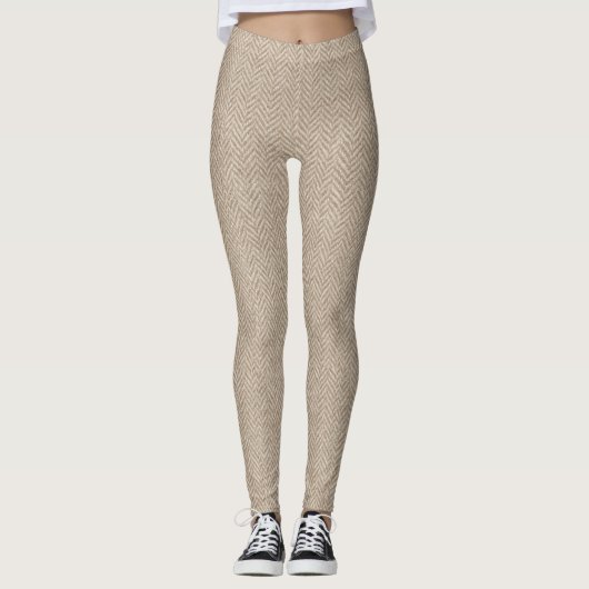 Klassieke Herringbone Weave Texture Leggings (Voorkant)