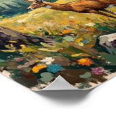 Klassieke herten boslandschap kunst poster (Hoek)
