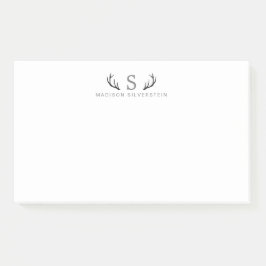 Klassieke herten geweien grijs monogram post-it® notes