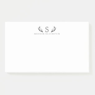 Klassieke herten geweien grijs monogram post-it® notes