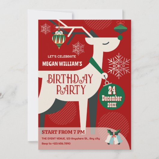 Klassieke herten kerst decor verjaardag kaart (Voorkant)