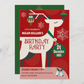 Klassieke herten kerst decor verjaardag kaart (Voorkant / Achterkant)