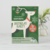 Klassieke herten kerst decor verjaardag Uitnodigin Kaart (Staand voorkant)