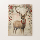 Klassieke herten kerst winter verouderde decoupage legpuzzel (Verticaal)