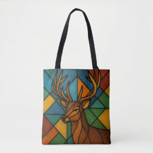 Klassieke herten Tiffany-stijl gebrandschilderde g Tote Bag