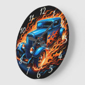 Klassieke hete staaf die 's nachts door vlammen bl grote klok (Hoek)