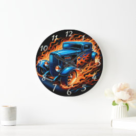 Klassieke hete staaf die 's nachts door vlammen bl grote klok