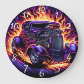 Klassieke hete staaf met vurige vlammen bij zonson grote klok (Voorkant)