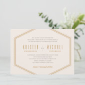 Klassieke Hexagon Wedding Invitation - Gold Kaart (Staand voorkant)