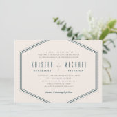 Klassieke Hexagon Wedding Invitation - Oceaan Kaart (Staand voorkant)