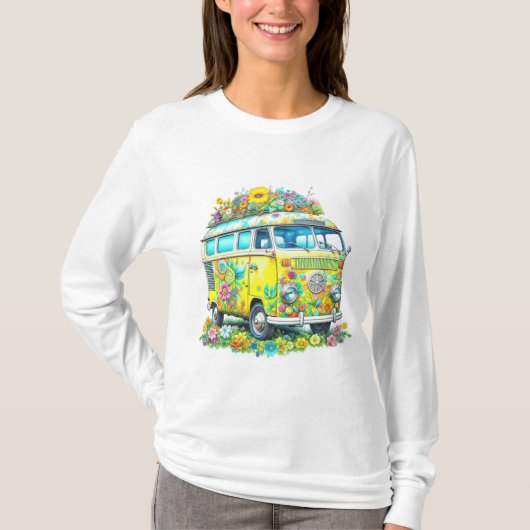 Klassieke Hippie Tour Bus T-shirt (Voorkant)