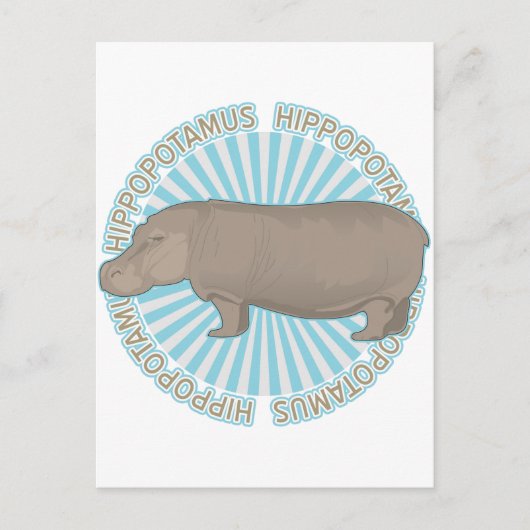 Klassieke Hippopotamus Briefkaart (Voorkant)