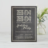 Klassieke  HO! HO! Uitnodiging voor feestdag (Staand voorkant)