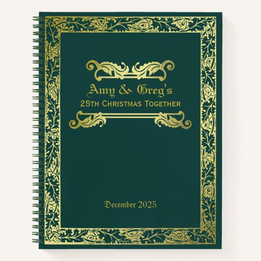 Klassieke Hoesje Gold Green Foliage Ornamage Notitieboek (Voorkant)