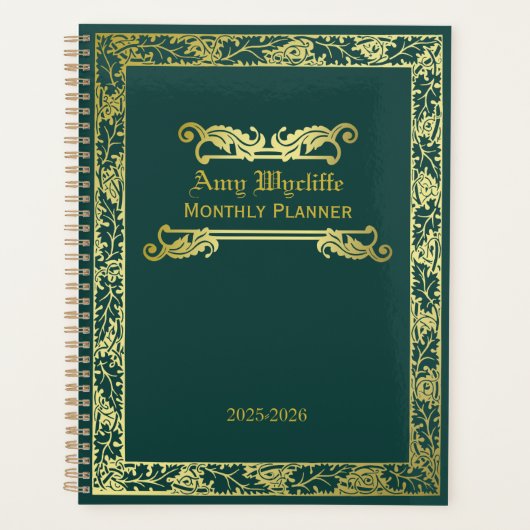 Klassieke Hoesje Gold Green Foliage Ornamage Planner (Voorkant)