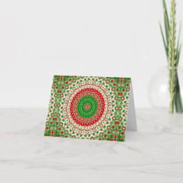 Klassieke Holiday Mandala in Rood, Groen en Goud Kaart