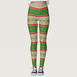 Klassieke Holiday Mandala in Rood, Groen en Goud Leggings