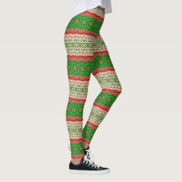 Klassieke Holiday Mandala in Rood, Groen en Goud Leggings