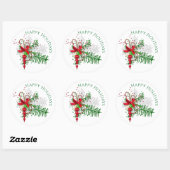 Klassieke Holiday Red White Candy Cane Green Folia Ronde Sticker (Vel)