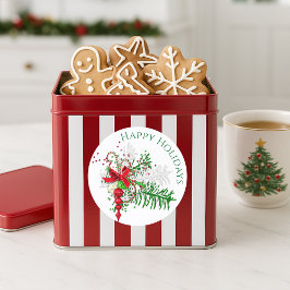 Klassieke Holiday Red White Candy Cane Green Folia Ronde Sticker