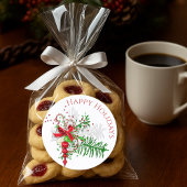 Klassieke Holiday Red White Candy Cane Green Folia Ronde Sticker