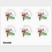 Klassieke Holiday Red White Candy Cane Green Folia Ronde Sticker (Vel)