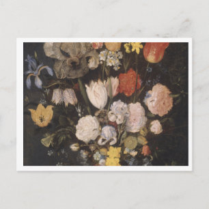Klassieke Hollandse Meester Donkere Bloemenkunst A Briefkaart