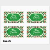 Klassieke Holly Berries & Pine Krans Kerstmis Rechthoekige Sticker (Vel)
