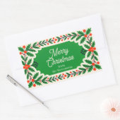 Klassieke Holly Berries & Pine Krans Kerstmis Rechthoekige Sticker (Envelop)
