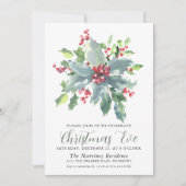 Klassieke Holly Berry Greenery kerstfeest Kaart (Voorkant)