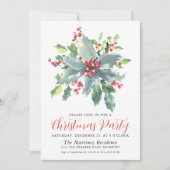 Klassieke Holly Berry Greenery kerstfeest Kaart (Voorkant)