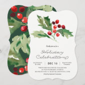 Klassieke Holly Berry Holiday Party uitnodiging (Voorkant / Achterkant)