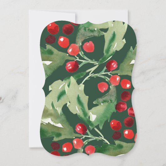Klassieke Holly Berry Holiday Party uitnodiging (Achterkant)