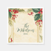 Klassieke Holly Berry kerstfeest Servet (Voorkant)