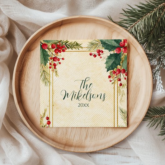 Klassieke Holly Berry kerstfeest Servet