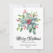 Klassieke Holly en Berry 2022 kerstgroet Feestdagenkaart (Voorkant)