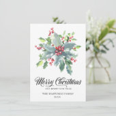 Klassieke Holly en Berry 2022 kerstgroet Feestdagenkaart (Staand voorkant)