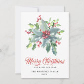 Klassieke Holly en Berry 2022 kerstgroet Feestdagenkaart (Voorkant)