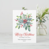 Klassieke Holly en Berry 2022 kerstgroet Feestdagenkaart (Staand voorkant)