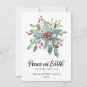 Klassieke Holly en Berry 2022 kerstgroet Ho Feestdagenkaart (Voorkant)