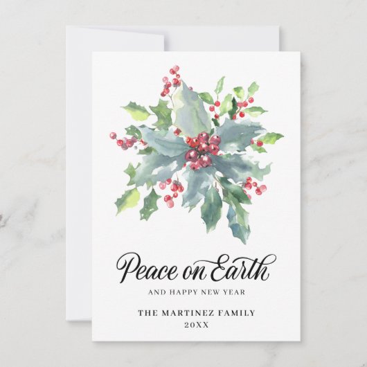 Klassieke Holly en Berry 2022 kerstgroet Ho Feestdagenkaart (Voorkant)