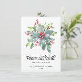 Klassieke Holly en Berry 2022 kerstgroet Ho Feestdagenkaart (Staand voorkant)