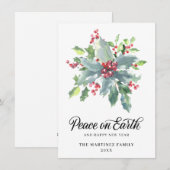 Klassieke Holly en Berry 2022 kerstgroet Ho Feestdagenkaart (Voorkant / Achterkant)